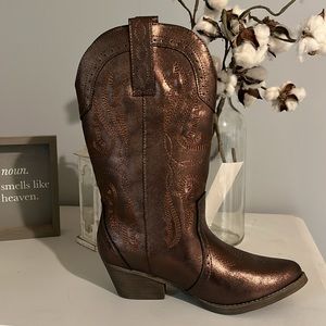 Cowboy Boots Bronze Western Cowgirl Womens 7.5 8 Tammi True Craft New Mid Calf